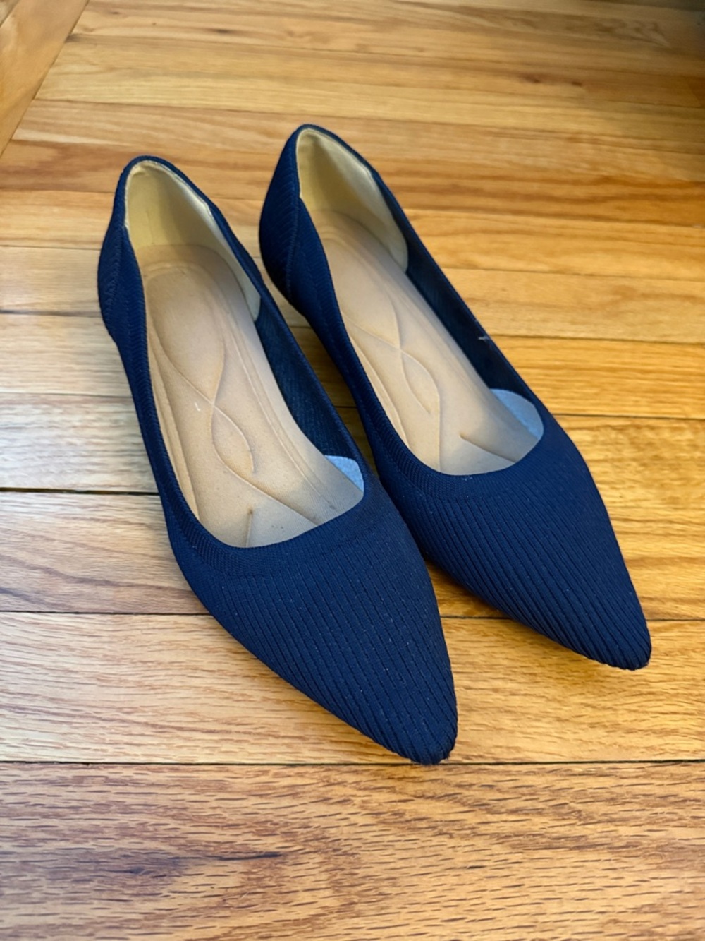 Pointed Toe Navy Low Heel - Women